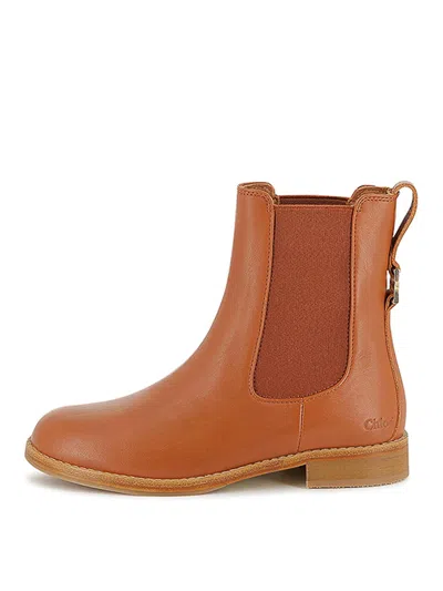 Chloé Kids' Chelsea Ankle Boots In Brown