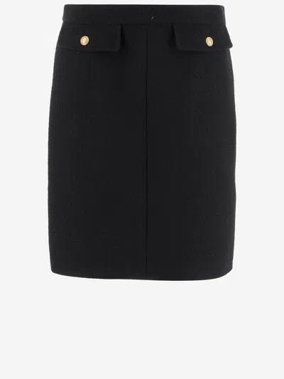 Chloé Chloè Bouclé Wool Knee Length Skirt In Black