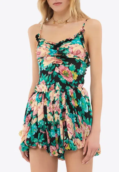 Chloé Bouquet Print Ruched Silk Top