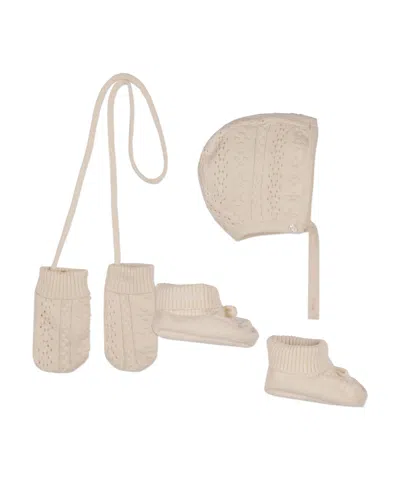 Chloé Bow Decorated Knitted Hat Set In Nude