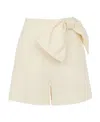 Chloé Bow Detail Linen Shorts Coconut Milk In White