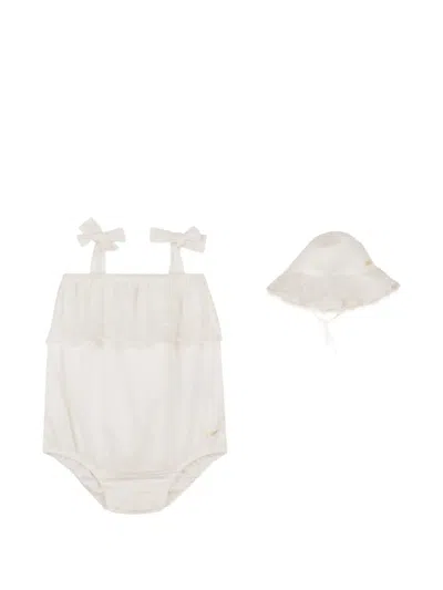 Chloé Babies' Bow Lace Set In White