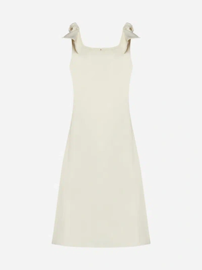 Chloé A-line Linen Midi Dress In Coconut Milk