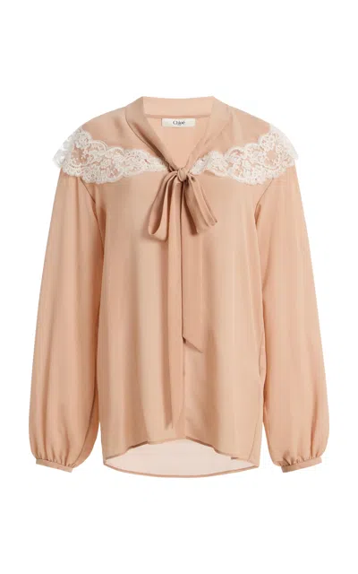 Chloé Tie-front Gathered Silk Blouse In Multi