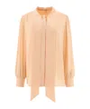 Chloé Sheer Fabric Blouse Drawstring Cuffs In Nude