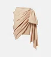Chloé Bow-embellished Draped Cotton Midi Skirt In Neutral