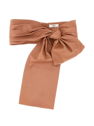 Chloé Bow-detail Leather Belt In Black