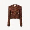 Chloé Boxy Collarless Jacket In Tapestry Jacquard In Brown