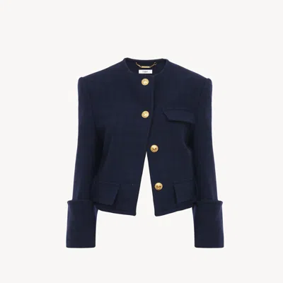 CHLOÉ VESTE DROITE SANS COL EN LAINE À CARREAUX FEMME NOIR TAILLE 42 90% LAINE VIERGE, 10% POLYAMIDE