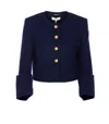 Chloé Check Pattern Cropped Jacket In Blue