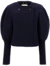 Chloé Structured Coat With Unique Puffed Sleeves In Blue
