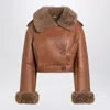 Chloé Boxy Jacket In Sheepskin And Shearling Women In Brown