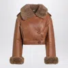 Chloé Boxy Jacket In Sheepskin And Shearling Women In Brown
