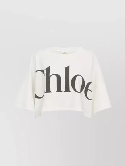 CHLOÉ BOXY LOGO CROPPED T-SHIRT