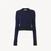 Chloé Boxy Mock-neck Sweater In A Wool & Silk Knit Blue Size M 66% Virgin Wool, 29% Silk, 5% Polyamide In Blue