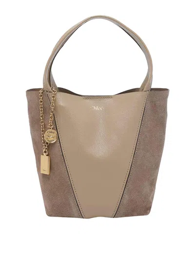Chloé Boyish Brown Spin Tote Bag In Sand