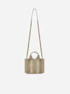 Chloé Mini Sac Cabas Woody En Toile De Lin Femme Beige Taille Onesize 100% Lin, Cuir De Veau, Polyester