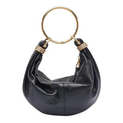 Chloé Small Bracelet Hobo Bag In Grained Leather In Black