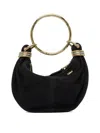 Chloé Bracelet Small Embellished Leather-trimmed Suede Shoulder Bag In Black