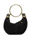 Chloé Bracelet Small Embellished Leather-trimmed Suede Shoulder Bag In Black