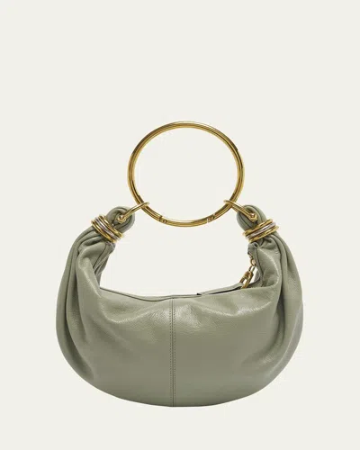 Chloé Bracelet Bag Mini In Shiny Grained Calfskin In Green