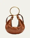 Chloé Bracelet Bag Mini In Shiny Grained Calfskin In Clay Brown