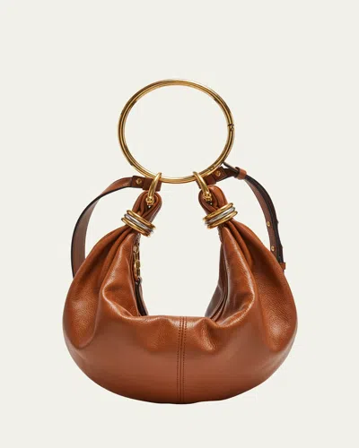 Chloé Bracelet Bag Mini In Shiny Grained Calfskin In Clay Brown