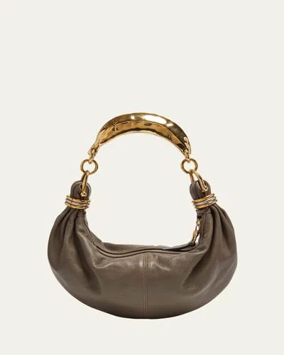 Chloé Bracelet Banana Shoulder Bag In Buffalo Leather In Grey