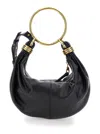 Chloé Small Leather Handbag With Top Handle And Decorative Laces In Black