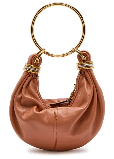 Chloé Chloe Bracelet Grained-leather Top Handle Bag In Orange