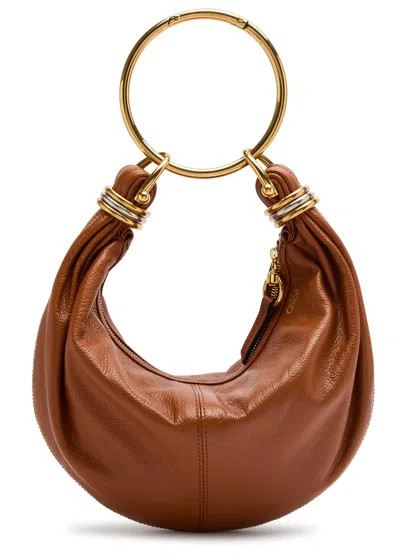 Chloé Chloe Bracelet Grained-leather Top Handle Bag In Tan