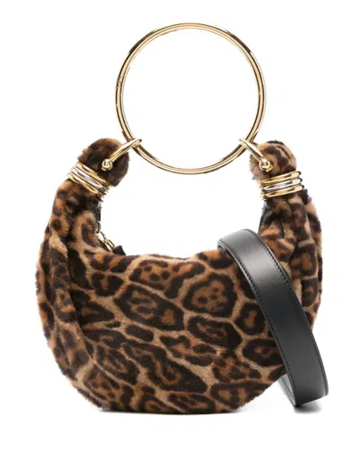 Chloé Bracelet-handle Shearling Shoulder Bag In Brown