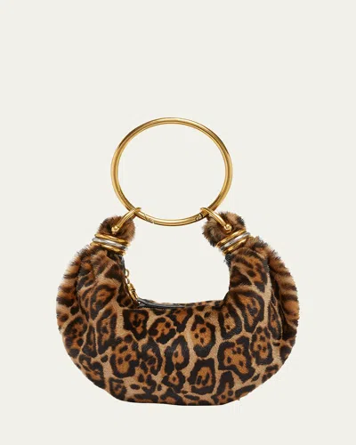 Chloé Bracelet Hobo Bag In Leopard-print Shearling