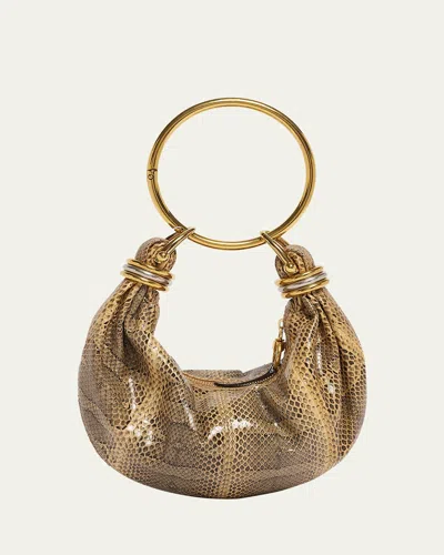 Chloé Bracelet Embellished Watersnake Shoulder Bag In Animal Print