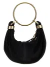 Chloé Bracelet Small Embellished Leather-trimmed Suede Shoulder Bag In Black