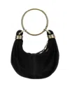 Chloé Bracelet Small Embellished Leather-trimmed Suede Shoulder Bag In Black