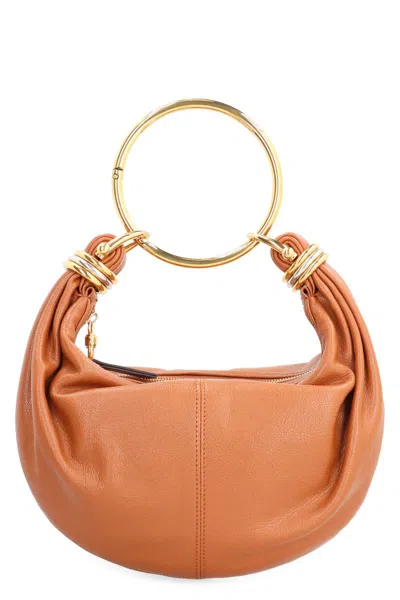 Chloé Brarcelet Mini Top-handle Bag In Grained Leather In Orange