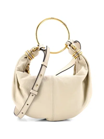 Pre-owned Chloé Bracelet Leather Small Hobo Bag In Neutral
