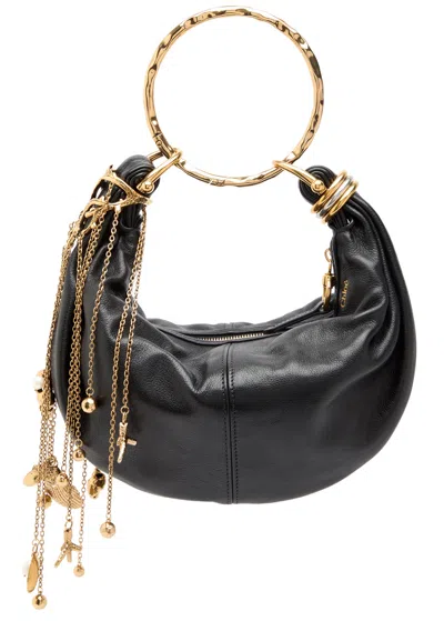 Chloé Chloe Bracelet Loop Chain Leather Top Handle Bag In Black