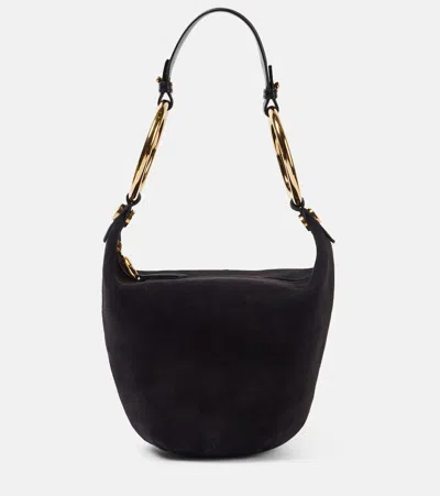 Chloé Bracelet Medium Suede Shoulder Bag In Black