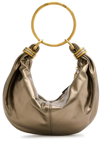 Chloé Chloe Bracelet Metallic-leather Top Handle Bag In Metallic Silver