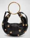 Chloé Bracelet Mini Studded Shoulder Bag In Grained Calfskin In Black