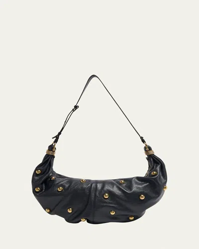 Chloé Bracelet Mini Studded Shoulder Bag In Grained Calfskin In Black