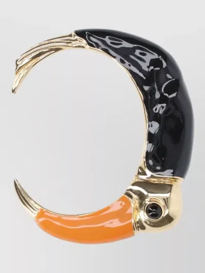 Chloé Bracelet Set Enamel Detailing Gold Tone Toucan In Orange