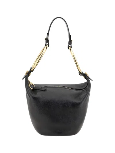 Chloé Bracelet Zip Shoulder Bag In Grained Buffalo Leather In Black