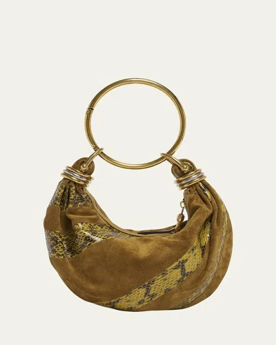Chloé Bracelet Shoulder Bag In Calfskin Suede And Snakeskin