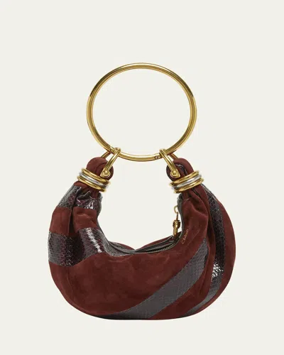 Chloé Bracelet Shoulder Bag In Calfskin Suede And Snakeskin