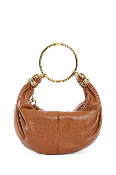 Chloé Bracelet Small Leather Hobo Bag In Leather Brown