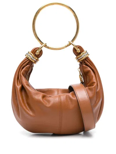 Chloé Bracelet Small Leather Hobo Bag In Brown