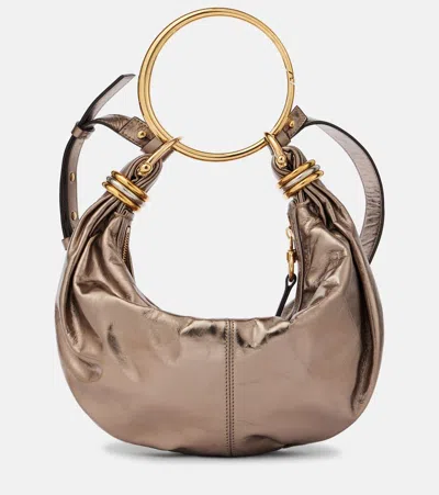 Chloé Bracelet Small Leather Shoulder Bag In Nude